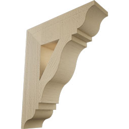 Ekena Millwork - BKTUR055X20X24FST01RCPR - Timberthane Faux Wood Funston Style Bracket, Traditional Ends, 5 1/2"W x 20"D x 24"H, Primed Tan