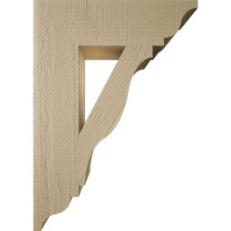 Ekena Millwork - BKTUR055X20X28FST01RCPR - Timberthane Faux Wood Funston Style Bracket, Traditional Ends, 5 1/2"W x 20"D x 28"H, Primed Tan