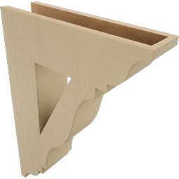 Ekena Millwork - BKTUR055X20X28FST01RCPR - Timberthane Faux Wood Funston Style Bracket, Traditional Ends, 5 1/2"W x 20"D x 28"H, Primed Tan
