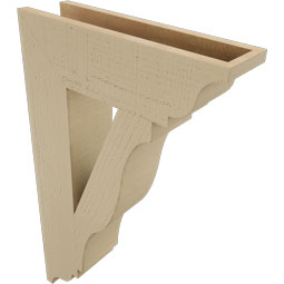 Ekena Millwork - BKTUR055X20X32FST01RCPR - Timberthane Faux Wood Funston Style Bracket, Traditional Ends, 5 1/2"W x 20"D x 32"H, Primed Tan