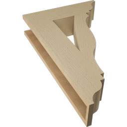 Ekena Millwork - BKTUR055X20X32FST01RCPR - Timberthane Faux Wood Funston Style Bracket, Traditional Ends, 5 1/2"W x 20"D x 32"H, Primed Tan