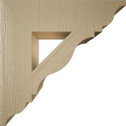 Ekena Millwork - BKTUR055X22X22FST01RCPR - Timberthane Faux Wood Funston Style Bracket, Traditional Ends, 5 1/2"W x 22"D x 22"H, Primed Tan