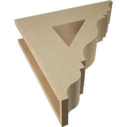 Ekena Millwork - BKTUR055X22X22FST01RCPR - Timberthane Faux Wood Funston Style Bracket, Traditional Ends, 5 1/2"W x 22"D x 22"H, Primed Tan