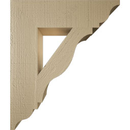 Ekena Millwork - BKTUR055X22X26FST01RCPR - Timberthane Faux Wood Funston Style Bracket, Traditional Ends, 5 1/2"W x 22"D x 26"H, Primed Tan
