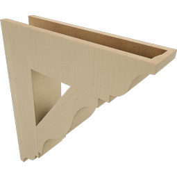 Ekena Millwork - BKTUR055X22X26FST01RCPR - Timberthane Faux Wood Funston Style Bracket, Traditional Ends, 5 1/2"W x 22"D x 26"H, Primed Tan