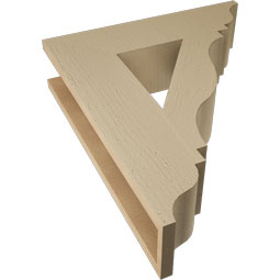 Ekena Millwork - BKTUR055X22X26FST01RCPR - Timberthane Faux Wood Funston Style Bracket, Traditional Ends, 5 1/2"W x 22"D x 26"H, Primed Tan