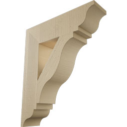 Ekena Millwork - BKTUR055X22X26FST01RCPR - Timberthane Faux Wood Funston Style Bracket, Traditional Ends, 5 1/2"W x 22"D x 26"H, Primed Tan