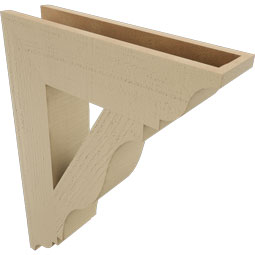 Ekena Millwork - BKTUR055X22X30FST01RCPR - Timberthane Faux Wood Funston Style Bracket, Traditional Ends, 5 1/2"W x 22"D x 30"H, Primed Tan