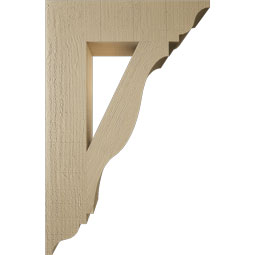 Ekena Millwork - BKTUR055X22X34FST01RCPR - Timberthane Faux Wood Funston Style Bracket, Traditional Ends, 5 1/2"W x 22"D x 34"H, Primed Tan