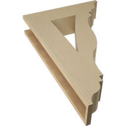 Ekena Millwork - BKTUR055X22X34FST01RCPR - Timberthane Faux Wood Funston Style Bracket, Traditional Ends, 5 1/2"W x 22"D x 34"H, Primed Tan