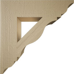 Ekena Millwork - BKTUR055X24X24FST01RCPR - Timberthane Faux Wood Funston Style Bracket, Traditional Ends, 5 1/2"W x 24"D x 24"H, Primed Tan