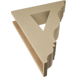 Ekena Millwork - BKTUR055X24X28FST01RCPR - Timberthane Faux Wood Funston Style Bracket, Traditional Ends, 5 1/2"W x 24"D x 28"H, Primed Tan