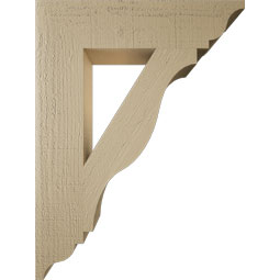 Ekena Millwork - BKTUR055X24X32FST01RCPR - Timberthane Faux Wood Funston Style Bracket, Traditional Ends, 5 1/2"W x 24"D x 32"H, Primed Tan