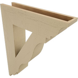 Ekena Millwork - BKTUR055X24X32FST01RCPR - Timberthane Faux Wood Funston Style Bracket, Traditional Ends, 5 1/2"W x 24"D x 32"H, Primed Tan
