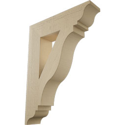 Ekena Millwork - BKTUR055X24X32FST01RCPR - Timberthane Faux Wood Funston Style Bracket, Traditional Ends, 5 1/2"W x 24"D x 32"H, Primed Tan