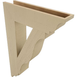 Ekena Millwork - BKTUR055X24X36FST01RCPR - Timberthane Faux Wood Funston Style Bracket, Traditional Ends, 5 1/2"W x 24"D x 36"H, Primed Tan