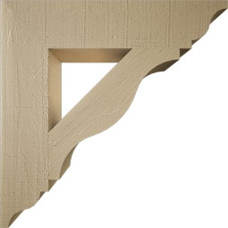 Ekena Millwork - BKTUR055X26X26FST01RCPR - Timberthane Faux Wood Funston Style Bracket, Traditional Ends, 5 1/2"W x 26"D x 26"H, Primed Tan