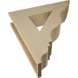 Ekena Millwork - BKTUR055X26X26FST01RCPR - Timberthane Faux Wood Funston Style Bracket, Traditional Ends, 5 1/2"W x 26"D x 26"H, Primed Tan