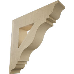 Ekena Millwork - BKTUR055X26X26FST01RCPR - Timberthane Faux Wood Funston Style Bracket, Traditional Ends, 5 1/2"W x 26"D x 26"H, Primed Tan