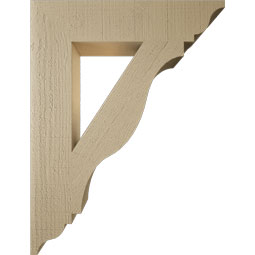 Ekena Millwork - BKTUR055X26X34FST01RCPR - Timberthane Faux Wood Funston Style Bracket, Traditional Ends, 5 1/2"W x 26"D x 34"H, Primed Tan