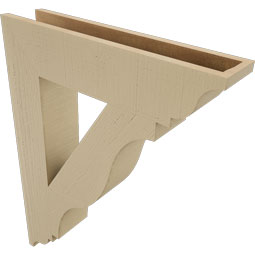 Ekena Millwork - BKTUR055X26X34FST01RCPR - Timberthane Faux Wood Funston Style Bracket, Traditional Ends, 5 1/2"W x 26"D x 34"H, Primed Tan