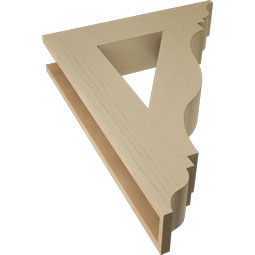 Ekena Millwork - BKTUR055X26X34FST01RCPR - Timberthane Faux Wood Funston Style Bracket, Traditional Ends, 5 1/2"W x 26"D x 34"H, Primed Tan