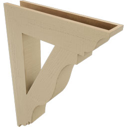 Ekena Millwork - BKTUR055X26X38FST01RCPR - Timberthane Faux Wood Funston Style Bracket, Traditional Ends, 5 1/2"W x 26"D x 38"H, Primed Tan