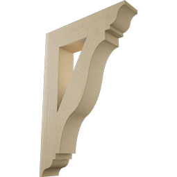 Ekena Millwork - BKTUR055X26X38FST01RCPR - Timberthane Faux Wood Funston Style Bracket, Traditional Ends, 5 1/2"W x 26"D x 38"H, Primed Tan