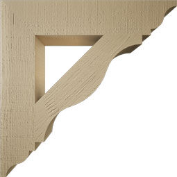 Ekena Millwork - BKTUR055X28X28FST01RCPR - Timberthane Faux Wood Funston Style Bracket, Traditional Ends, 5 1/2"W x 28"D x 28"H, Primed Tan