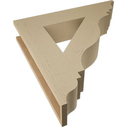 Ekena Millwork - BKTUR055X28X28FST01RCPR - Timberthane Faux Wood Funston Style Bracket, Traditional Ends, 5 1/2"W x 28"D x 28"H, Primed Tan