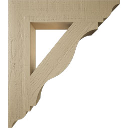 Ekena Millwork - BKTUR055X28X32FST01RCPR - Timberthane Faux Wood Funston Style Bracket, Traditional Ends, 5 1/2"W x 28"D x 32"H, Primed Tan