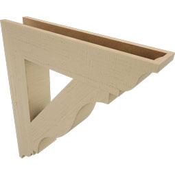 Ekena Millwork - BKTUR055X28X32FST01RCPR - Timberthane Faux Wood Funston Style Bracket, Traditional Ends, 5 1/2"W x 28"D x 32"H, Primed Tan