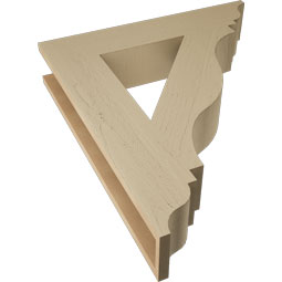 Ekena Millwork - BKTUR055X28X32FST01RCPR - Timberthane Faux Wood Funston Style Bracket, Traditional Ends, 5 1/2"W x 28"D x 32"H, Primed Tan