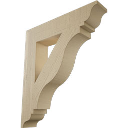 Ekena Millwork - BKTUR055X28X32FST01RCPR - Timberthane Faux Wood Funston Style Bracket, Traditional Ends, 5 1/2"W x 28"D x 32"H, Primed Tan