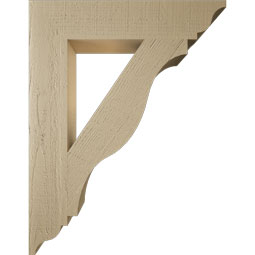 Ekena Millwork - BKTUR055X28X36FST01RCPR - Timberthane Faux Wood Funston Style Bracket, Traditional Ends, 5 1/2"W x 28"D x 36"H, Primed Tan