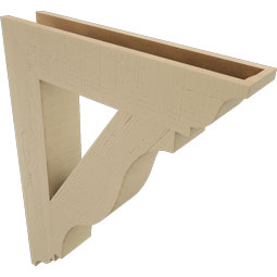 Ekena Millwork - BKTUR055X28X36FST01RCPR - Timberthane Faux Wood Funston Style Bracket, Traditional Ends, 5 1/2"W x 28"D x 36"H, Primed Tan