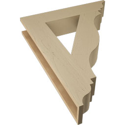 Ekena Millwork - BKTUR055X28X36FST01RCPR - Timberthane Faux Wood Funston Style Bracket, Traditional Ends, 5 1/2"W x 28"D x 36"H, Primed Tan