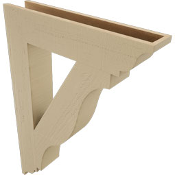 Ekena Millwork - BKTUR055X28X40FST01RCPR - Timberthane Faux Wood Funston Style Bracket, Traditional Ends, 5 1/2"W x 28"D x 40"H, Primed Tan