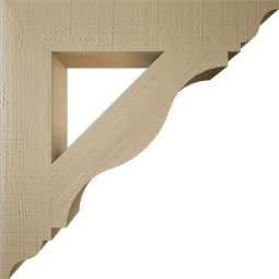 Ekena Millwork - BKTUR055X30X30FST01RCPR - Timberthane Faux Wood Funston Style Bracket, Traditional Ends, 5 1/2"W x 30"D x 30"H, Primed Tan