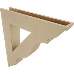 Ekena Millwork - BKTUR055X30X34FST01RCPR - Timberthane Faux Wood Funston Style Bracket, Traditional Ends, 5 1/2"W x 30"D x 34"H, Primed Tan