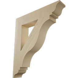 Ekena Millwork - BKTUR055X30X34FST01RCPR - Timberthane Faux Wood Funston Style Bracket, Traditional Ends, 5 1/2"W x 30"D x 34"H, Primed Tan