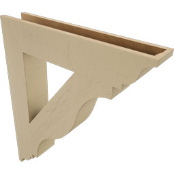 Ekena Millwork - BKTUR055X30X36FST01RCPR - Timberthane Faux Wood Funston Style Bracket, Traditional Ends, 5 1/2"W x 30"D x 36"H, Primed Tan