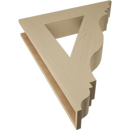 Ekena Millwork - BKTUR055X30X36FST01RCPR - Timberthane Faux Wood Funston Style Bracket, Traditional Ends, 5 1/2"W x 30"D x 36"H, Primed Tan