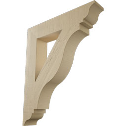Ekena Millwork - BKTUR055X30X36FST01RCPR - Timberthane Faux Wood Funston Style Bracket, Traditional Ends, 5 1/2"W x 30"D x 36"H, Primed Tan