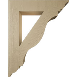 Ekena Millwork - BKTUR055X30X38FST01RCPR - Timberthane Faux Wood Funston Style Bracket, Traditional Ends, 5 1/2"W x 30"D x 38"H, Primed Tan