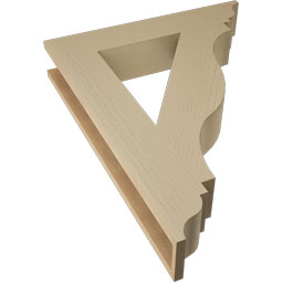 Ekena Millwork - BKTUR055X30X38FST01RCPR - Timberthane Faux Wood Funston Style Bracket, Traditional Ends, 5 1/2"W x 30"D x 38"H, Primed Tan