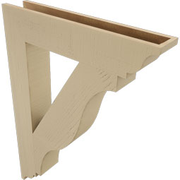 Ekena Millwork - BKTUR055X30X42FST01RCPR - Timberthane Faux Wood Funston Style Bracket, Traditional Ends, 5 1/2"W x 30"D x 42"H, Primed Tan