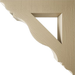 Ekena Millwork - BKTUR055X32X32FST01RCPR - Timberthane Faux Wood Funston Style Bracket, Traditional Ends, 5 1/2"W x 32"D x 32"H, Primed Tan