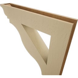 Ekena Millwork - BKTUR055X32X32FST01RCPR - Timberthane Faux Wood Funston Style Bracket, Traditional Ends, 5 1/2"W x 32"D x 32"H, Primed Tan