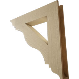 Ekena Millwork - BKTUR055X32X32FST01RCPR - Timberthane Faux Wood Funston Style Bracket, Traditional Ends, 5 1/2"W x 32"D x 32"H, Primed Tan